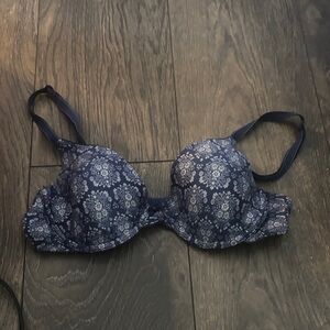 Floral Navy Blue Bra